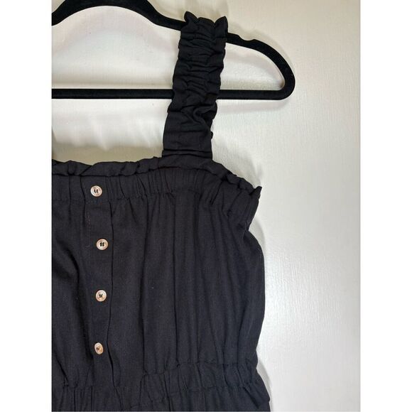 Blu Pepper Buttoned Jumpsuit Black Ruffle Straps M NWT - Picture 6 of 11